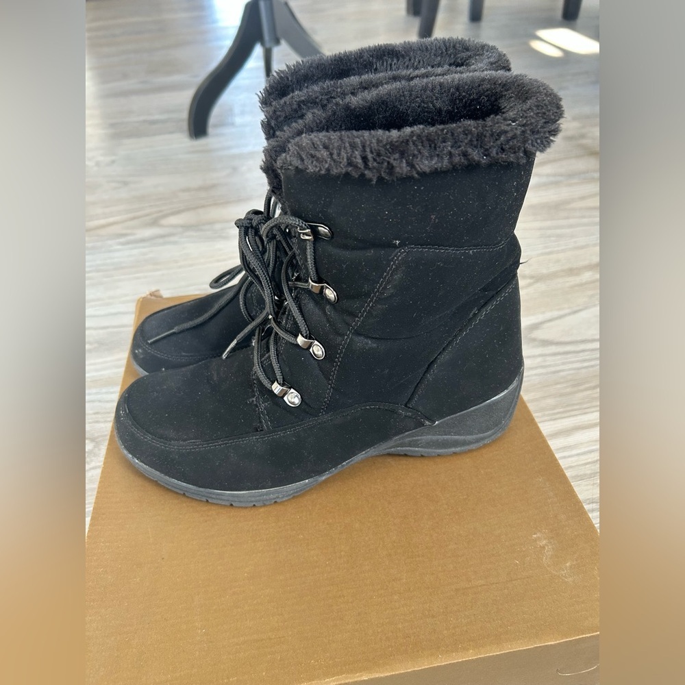 ✨Khombu Lily Lace Women's Black Fur-Lined Winter Boots 10 - Picture 6 of 8